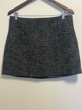 Zara Black & White Tweed Mini Skirt High Waist Textured Plaid Skirt‎ | Workwear